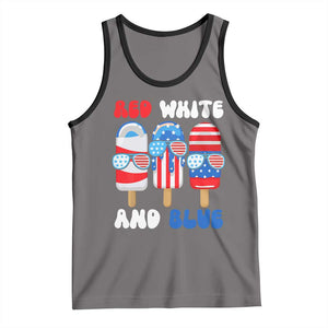 Red White Blue Popsicle 4th of July Tank Top Patriotic USA Flag TS10 Deep Heather Black Print Your Wear