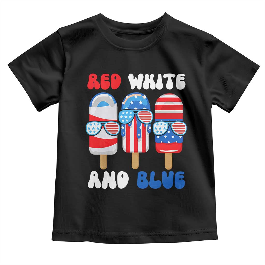 Red White Blue Popsicle 4th of July Toddler T Shirt Patriotic USA Flag TS10 Black Print Your Wear