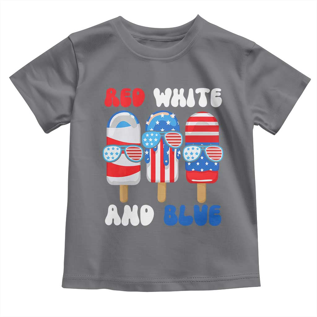 Red White Blue Popsicle 4th of July Toddler T Shirt Patriotic USA Flag TS10 Charcoal Print Your Wear