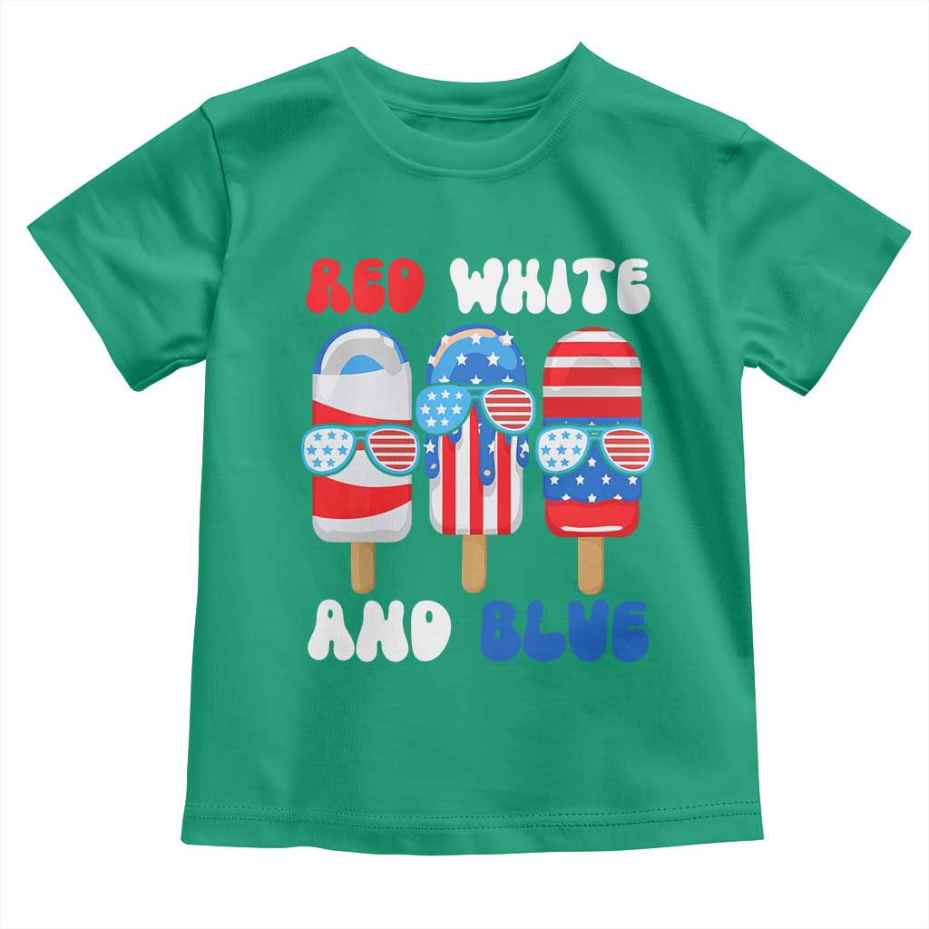 Red White Blue Popsicle 4th of July Toddler T Shirt Patriotic USA Flag TS10 Irish Green Print Your Wear