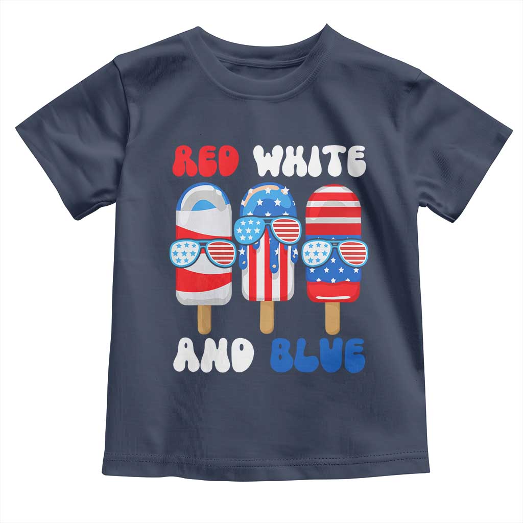Red White Blue Popsicle 4th of July Toddler T Shirt Patriotic USA Flag TS10 Navy Print Your Wear