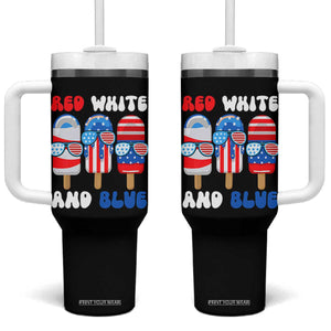 Red White Blue Popsicle 4th of July Tumbler With Handle Patriotic USA Flag TS10 One Size: 40 oz Black Print Your Wear