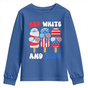 Red White Blue Popsicle 4th of July Youth Sweatshirt Patriotic USA Flag TS10 Royal Blue Print Your Wear