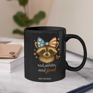 Red White and Feral Raccoon Coffee Mug Funny Patriotic Animal 4th of July TS02 Print Your Wear