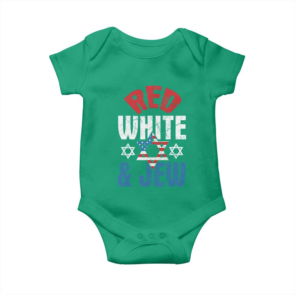 Red White and Jew Baby Onesie Funny Jewish Patriotic 4th of July Star Of David TS02 Irish Green Print Your Wear