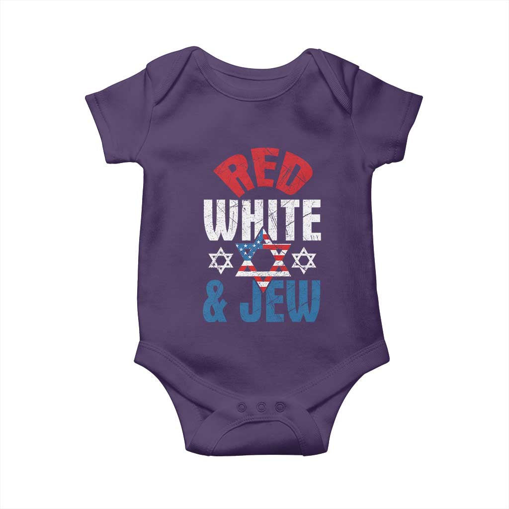 Red White and Jew Baby Onesie Funny Jewish Patriotic 4th of July Star Of David TS02 Purple Print Your Wear