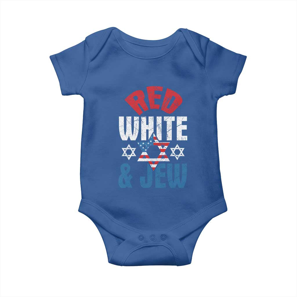 Red White and Jew Baby Onesie Funny Jewish Patriotic 4th of July Star Of David TS02 Royal Blue Print Your Wear