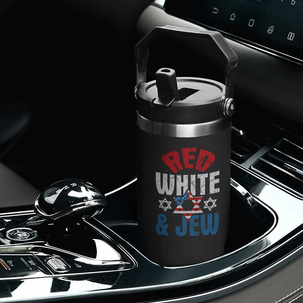 Red White and Jew Flip Straw Tumbler Funny Jewish Patriotic 4th of July Star Of David TS02 Print Your Wear