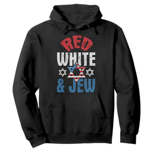 Red White and Jew Hoodie Funny Jewish Patriotic 4th of July Star Of David TS02 Black Print Your Wear