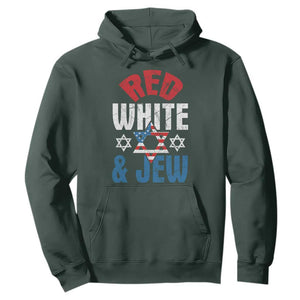 Red White and Jew Hoodie Funny Jewish Patriotic 4th of July Star Of David TS02 Dark Forest Green Print Your Wear