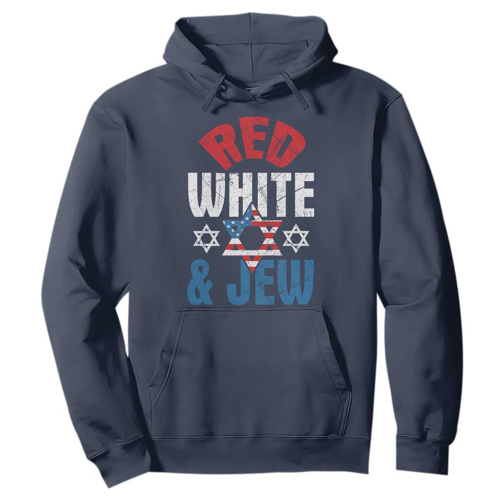 Red White and Jew Hoodie Funny Jewish Patriotic 4th of July Star Of David TS02 Navy Print Your Wear