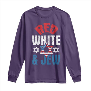 Red White and Jew Long Sleeve Shirt Funny Jewish Patriotic 4th of July Star Of David TS02 Purple Print Your Wear