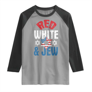 Red White and Jew Raglan Shirt Funny Jewish Patriotic 4th of July Star Of David TS02 Sport Gray Black Print Your Wear