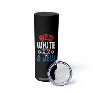 Red White and Jew Skinny Tumbler Funny Jewish Patriotic 4th of July Star Of David TS02 Print Your Wear