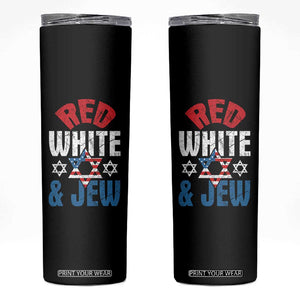 Red White and Jew Skinny Tumbler Funny Jewish Patriotic 4th of July Star Of David TS02 Black Print Your Wear