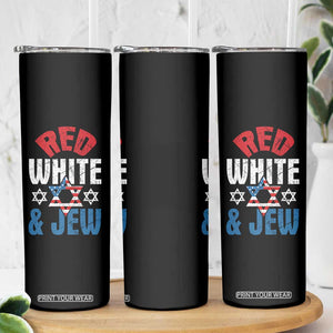 Red White and Jew Skinny Tumbler Funny Jewish Patriotic 4th of July Star Of David TS02 Print Your Wear