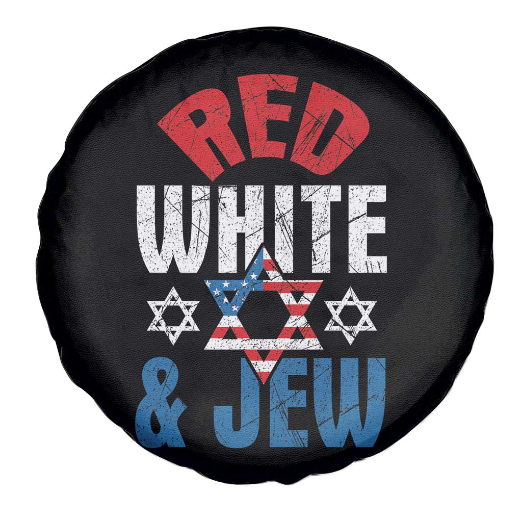Red White and Jew Spare Tire Cover Funny Jewish Patriotic 4th of July Star Of David TS02 Print Your Wear