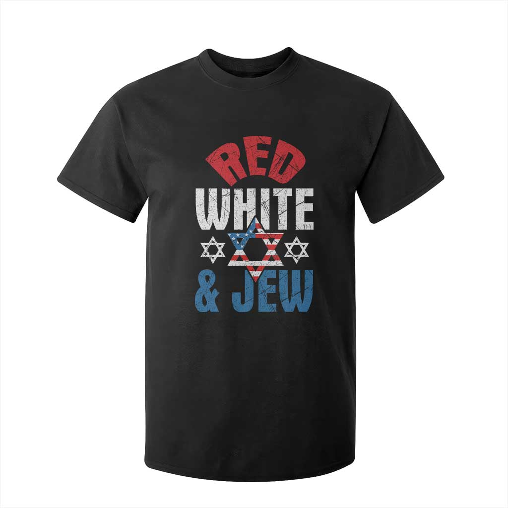 Red White and Jew T Shirt For Kid Funny Jewish Patriotic 4th of July Star Of David TS02 Black Print Your Wear