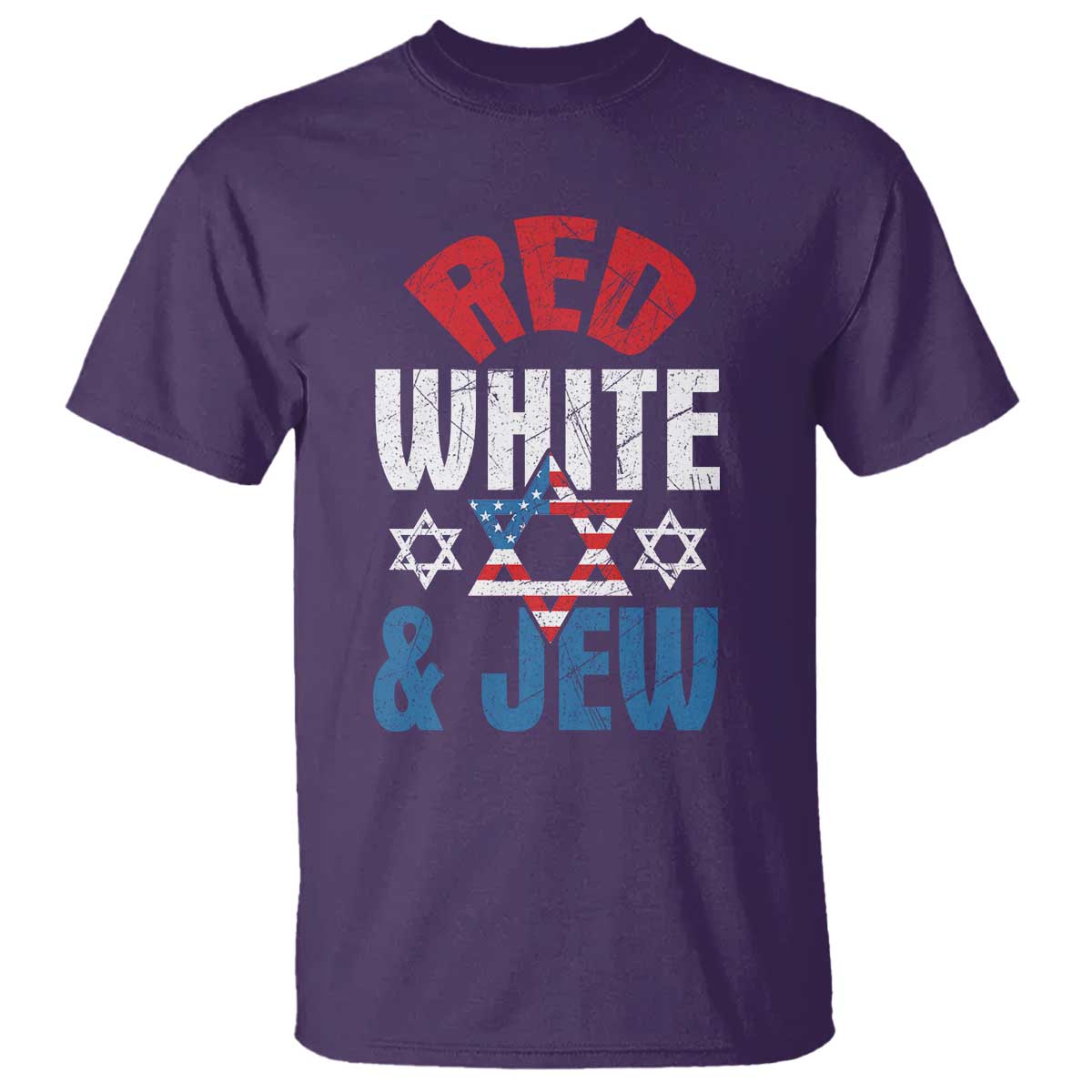Red White and Jew T Shirt Funny Jewish Patriotic 4th of July Star Of David TS02 Purple Print Your Wear