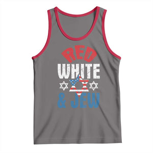 Red White and Jew Tank Top Funny Jewish Patriotic 4th of July Star Of David TS02 Deep Heather Red Print Your Wear