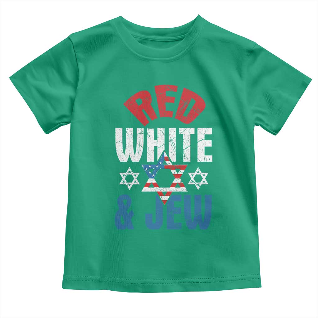 Red White and Jew Toddler T Shirt Funny Jewish Patriotic 4th of July Star Of David TS02 Irish Green Print Your Wear