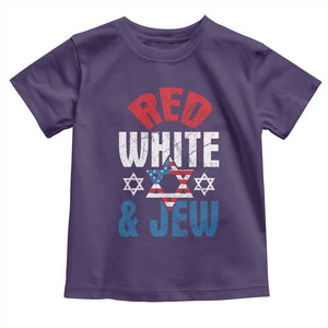 Red White and Jew Toddler T Shirt Funny Jewish Patriotic 4th of July Star Of David TS02 Purple Print Your Wear