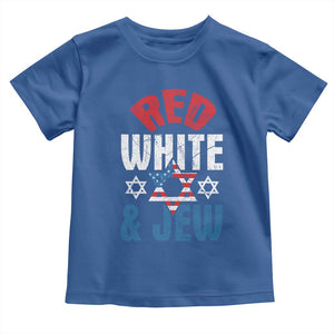 Red White and Jew Toddler T Shirt Funny Jewish Patriotic 4th of July Star Of David TS02 Royal Blue Print Your Wear