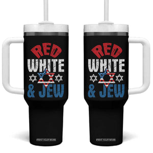Red White and Jew Tumbler With Handle Funny Jewish Patriotic 4th of July Star Of David TS02 One Size: 40 oz Black Print Your Wear