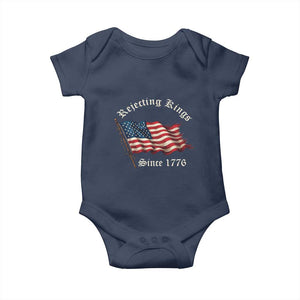 Rejecting Kings Baby Onesie Since 1776 No Kings In America Retro US Flag TS10 Navy Print Your Wear