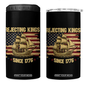 Rejecting Kings Since 1776 4 in 1 Can Cooler Tumbler Historic Ship Sailboat Distressed American Flag TS02 One Size: 16 oz Black Print Your Wear