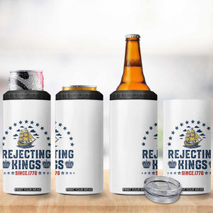 Rejecting Kings Since 1776 4 in 1 Can Cooler Tumbler Vintage Patriotic Ship No King In America TS02 Print Your Wear