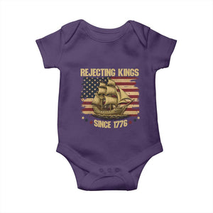Rejecting Kings Since 1776 Baby Onesie Historic Ship Sailboat Distressed American Flag TS02 Purple Print Your Wear