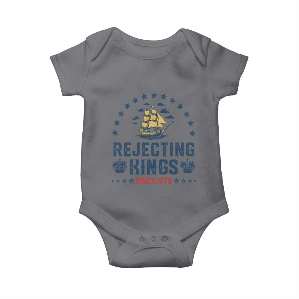 Rejecting Kings Since 1776 Baby Onesie Vintage Patriotic Ship No King In America TS02 Charcoal Print Your Wear