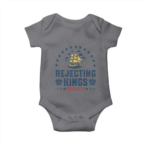 Rejecting Kings Since 1776 Baby Onesie Vintage Patriotic Ship No King In America TS02 Charcoal Print Your Wear