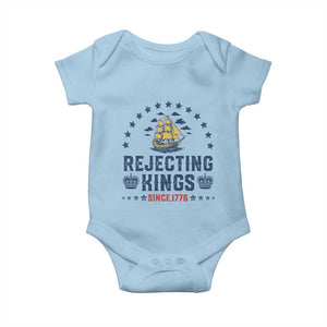Rejecting Kings Since 1776 Baby Onesie Vintage Patriotic Ship No King In America TS02 Light Blue Print Your Wear