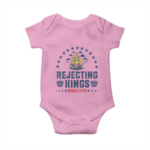 Rejecting Kings Since 1776 Baby Onesie Vintage Patriotic Ship No King In America TS02 Light Pink Print Your Wear