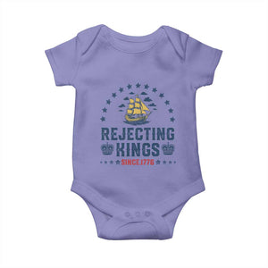 Rejecting Kings Since 1776 Baby Onesie Vintage Patriotic Ship No King In America TS02 Violet Print Your Wear