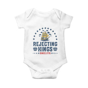 Rejecting Kings Since 1776 Baby Onesie Vintage Patriotic Ship No King In America TS02 White Print Your Wear