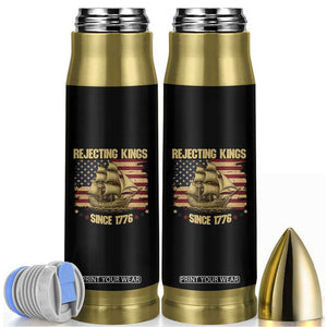 Rejecting Kings Since 1776 Bullet Tumbler Historic Ship Sailboat Distressed American Flag TS02 Black Print Your Wear