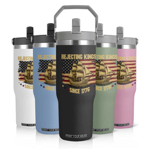 Rejecting Kings Since 1776 Flip Straw Tumbler Historic Ship Sailboat Distressed American Flag TS02 Print Your Wear