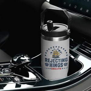 Rejecting Kings Since 1776 Flip Straw Tumbler Vintage Patriotic Ship No King In America TS02 Print Your Wear