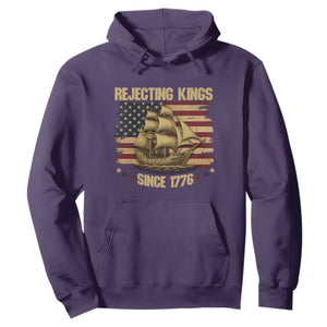 Rejecting Kings Since 1776 Hoodie Historic Ship Sailboat Distressed American Flag TS02 Purple Print Your Wear