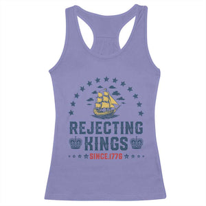 Rejecting Kings Since 1776 Racerback Tank Top Vintage Patriotic Ship No King In America TS02 Violet Print Your Wear