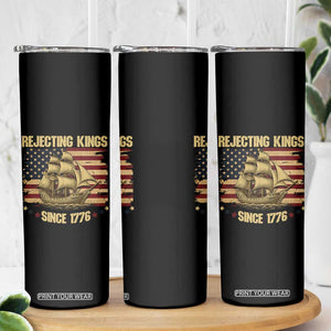 Rejecting Kings Since 1776 Skinny Tumbler Historic Ship Sailboat Distressed American Flag TS02 Print Your Wear