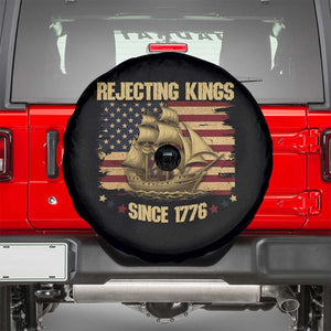Rejecting Kings Since 1776 Spare Tire Cover Historic Ship Sailboat Distressed American Flag TS02 Black Print Your Wear
