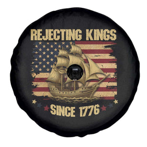 Rejecting Kings Since 1776 Spare Tire Cover Historic Ship Sailboat Distressed American Flag TS02 Print Your Wear