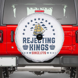 Rejecting Kings Since 1776 Spare Tire Cover Vintage Patriotic Ship No King In America TS02 White Print Your Wear
