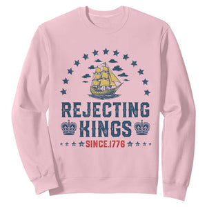 Rejecting Kings Since 1776 Sweatshirt Vintage Patriotic Ship No King In America TS02 Light Pink Print Your Wear