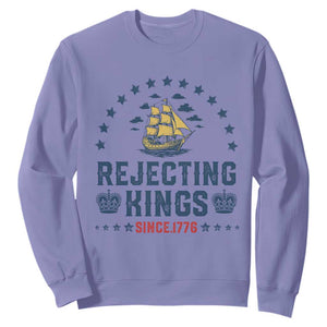 Rejecting Kings Since 1776 Sweatshirt Vintage Patriotic Ship No King In America TS02 Violet Print Your Wear