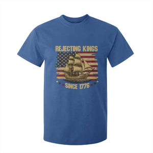 Rejecting Kings Since 1776 T Shirt For Kid Historic Ship Sailboat Distressed American Flag TS02 Royal Blue Print Your Wear